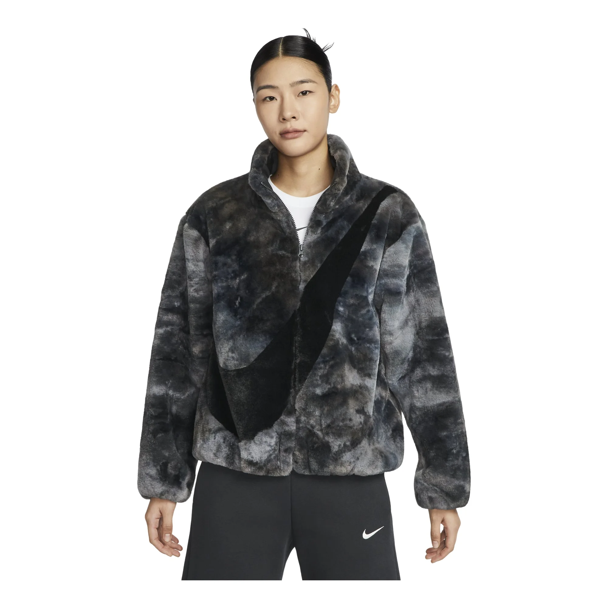 (WMNS) Nike Big Swoosh Sportswear Jacket 'Black' HQ4871-010 - 1