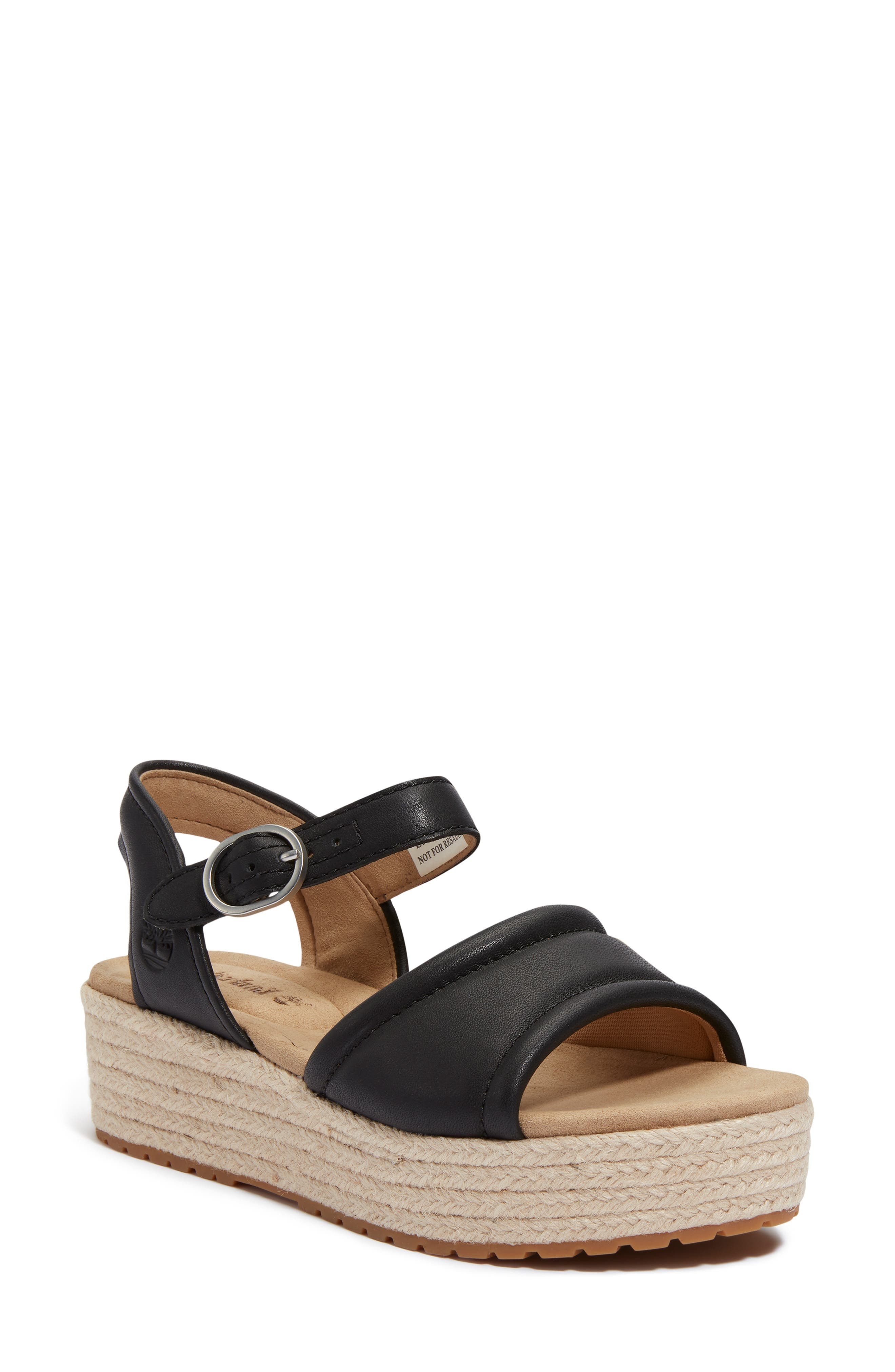 Timberland Santorini Sun Espadrille Sandal in Black Full Grain at Nordstrom - 1