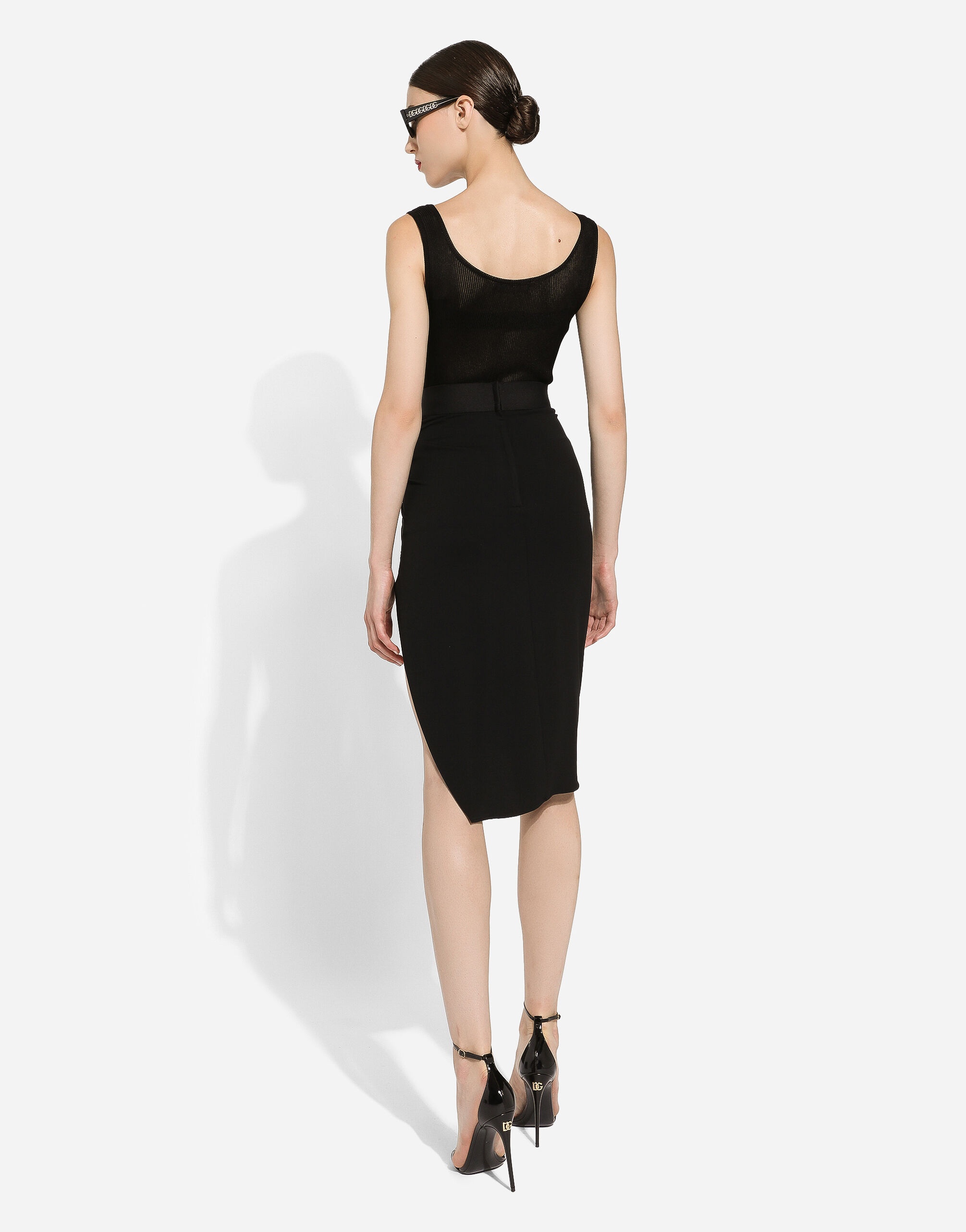 Asymmetrical jersey skirt with draping - 3