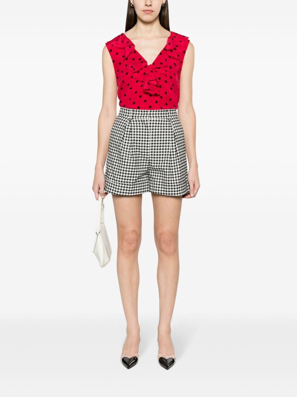 gingham-check tailored shorts - 2