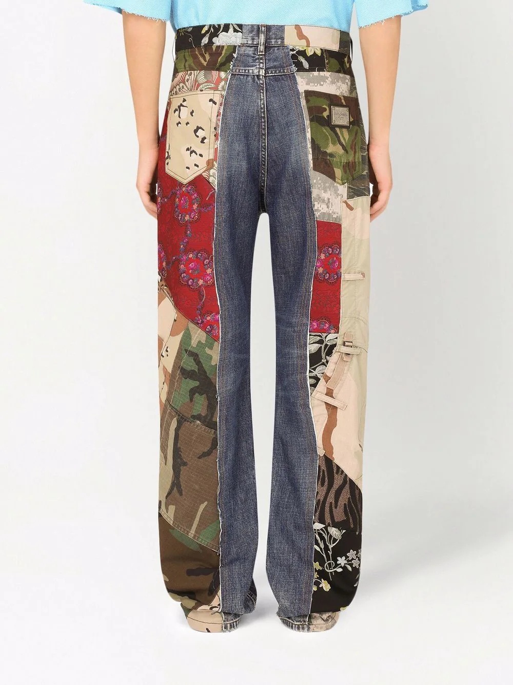 wide leg patchwork jeans - 4