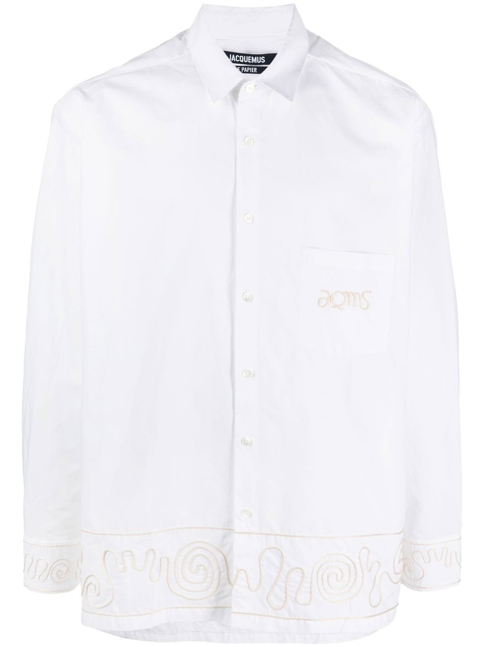 embroidered design long-sleeve shirt - 1