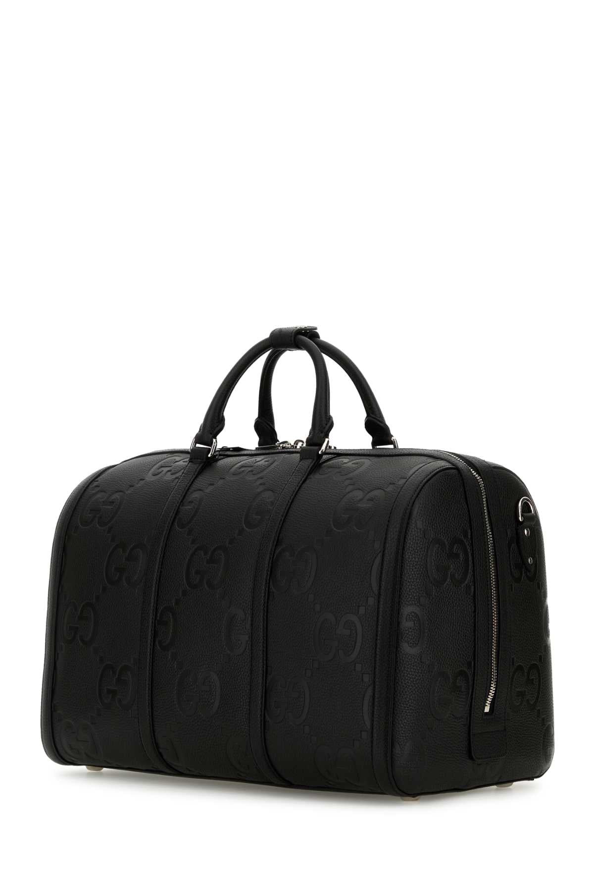 Gucci Men Black Leather Travel Bag - 2