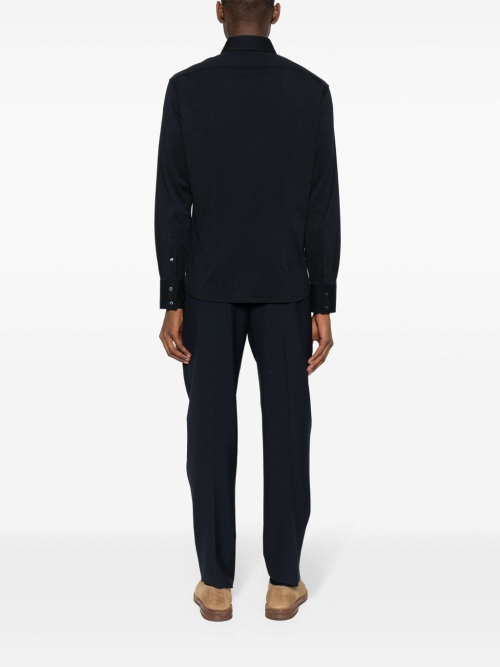spread-collar cotton shirt - 4