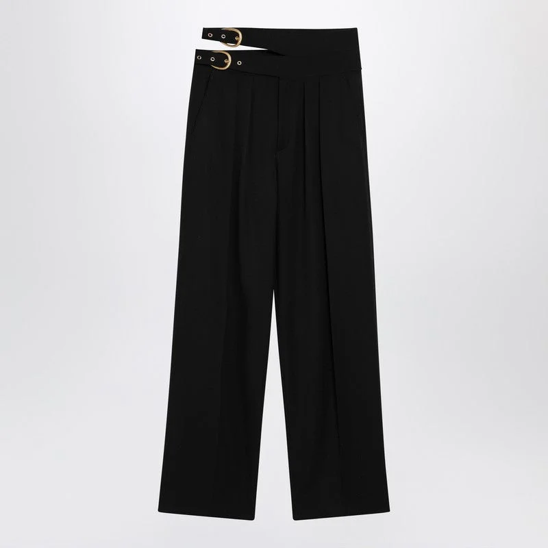 Chloé Black Trousers With Double Belt And Gold Buckles Women - 1