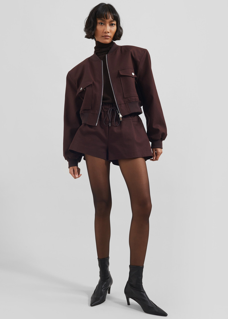Pomona Crop Bomber Jacket - Burgundy 5