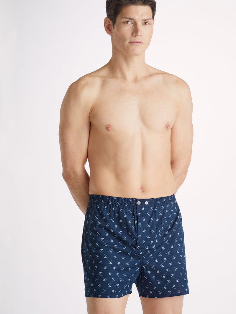 Men's Classic Fit Boxers Nelson 95 Cotton Batiste Blue - 5