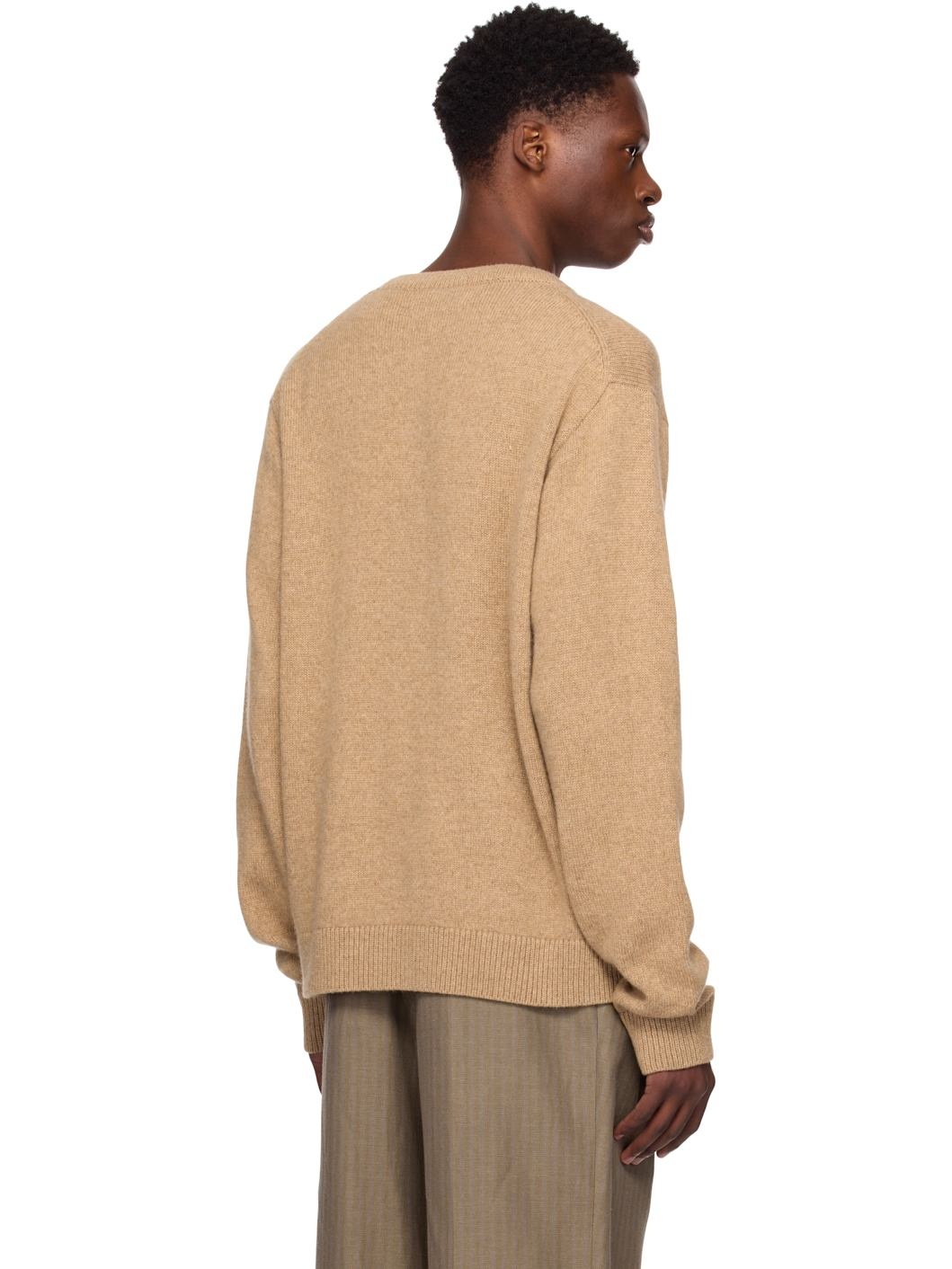 Tan Simple Crew Sweater - 3
