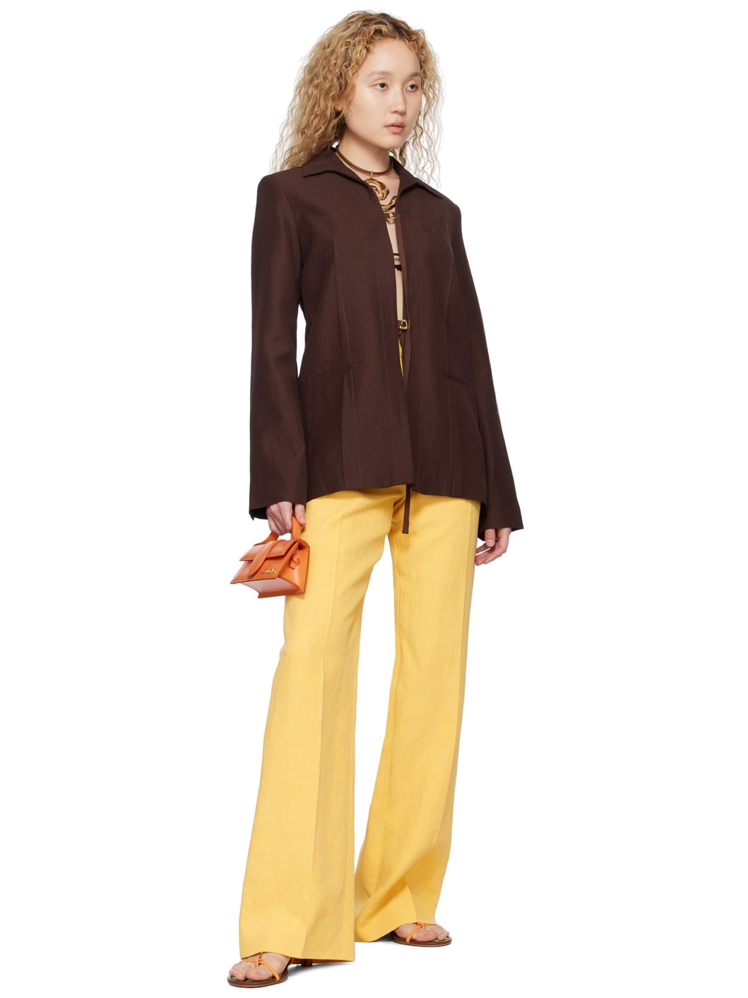Yellow Le Raphia 'Le Pantalon Sauge' Trousers - 4