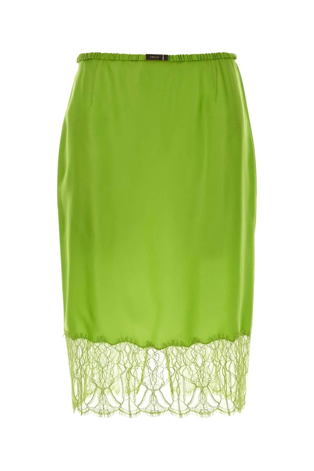 Gucci Women Fluo Green Satin Skirt - 1