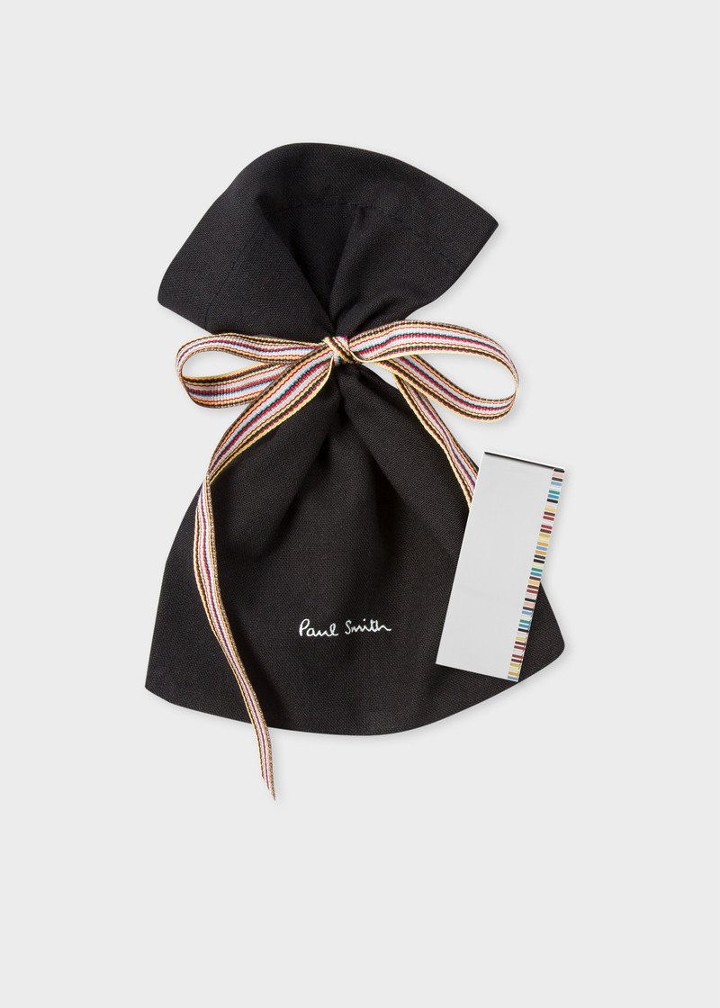 'Signature Stripe' Silver Money Clip & Leather Keyring Gift Set 4