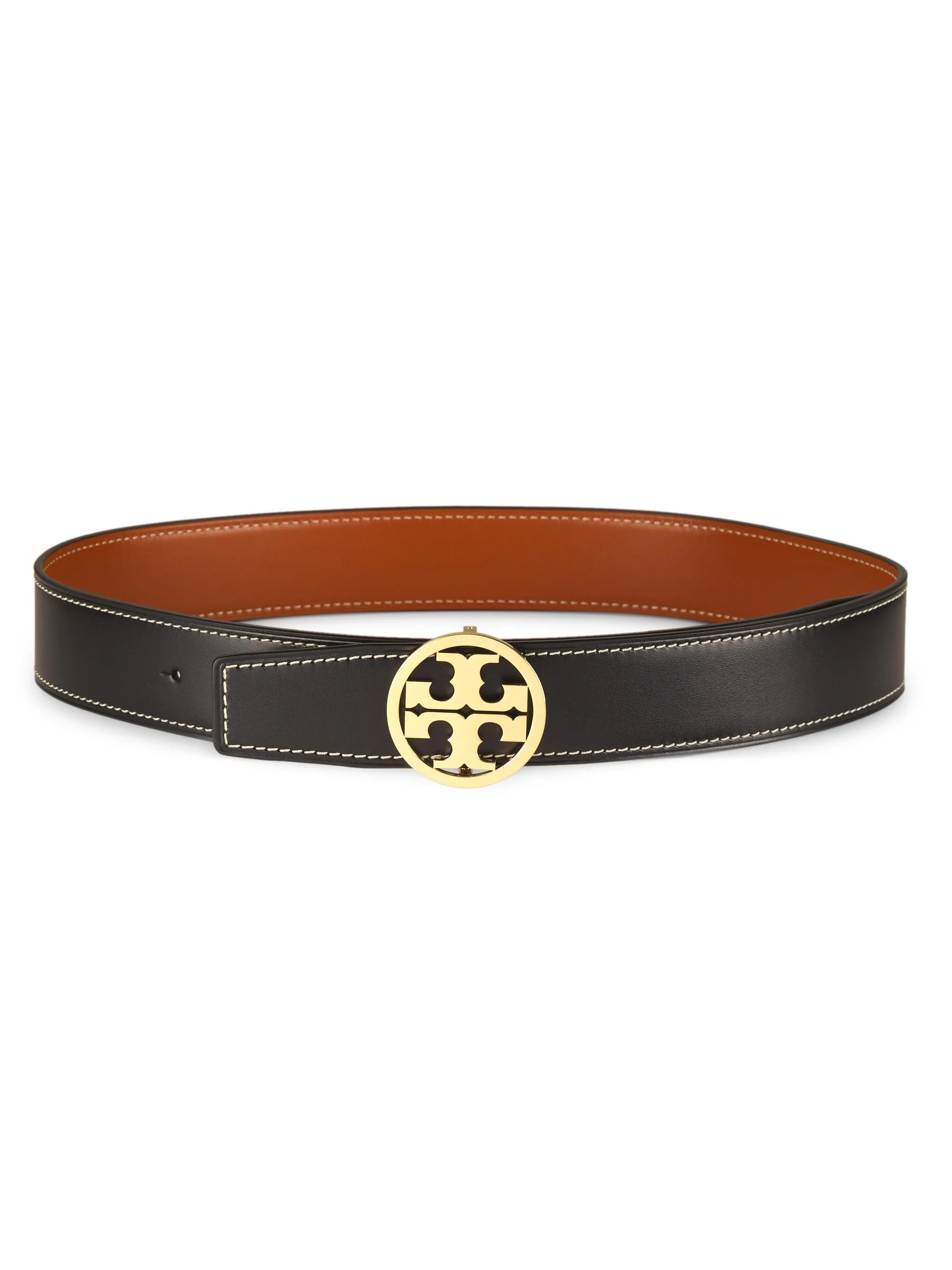 Women's Miller Smooth Reversible Leather Belt - Black Whiskey Gold - 1