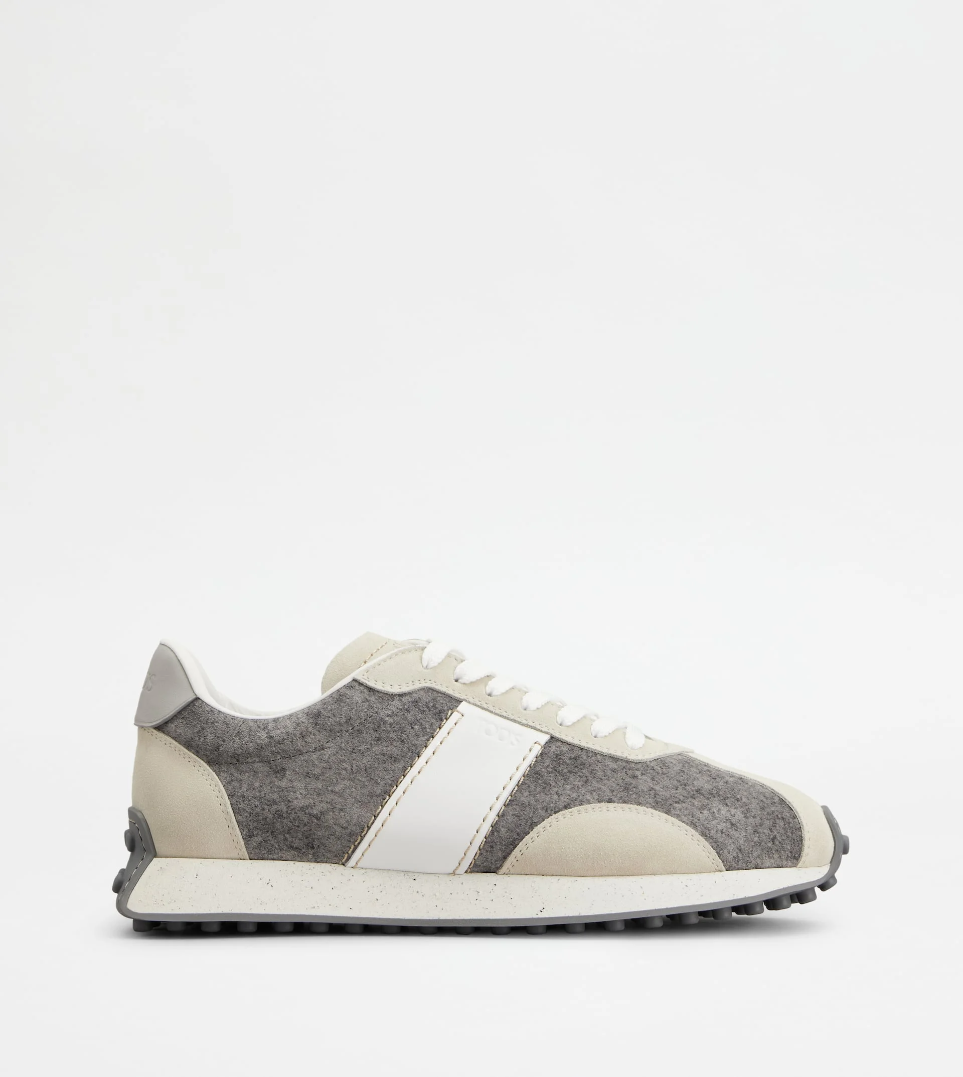 T VINTAGE SNEAKERS IN SUEDE AND FABRIC - GREY, BEIGE, WHITE - 1