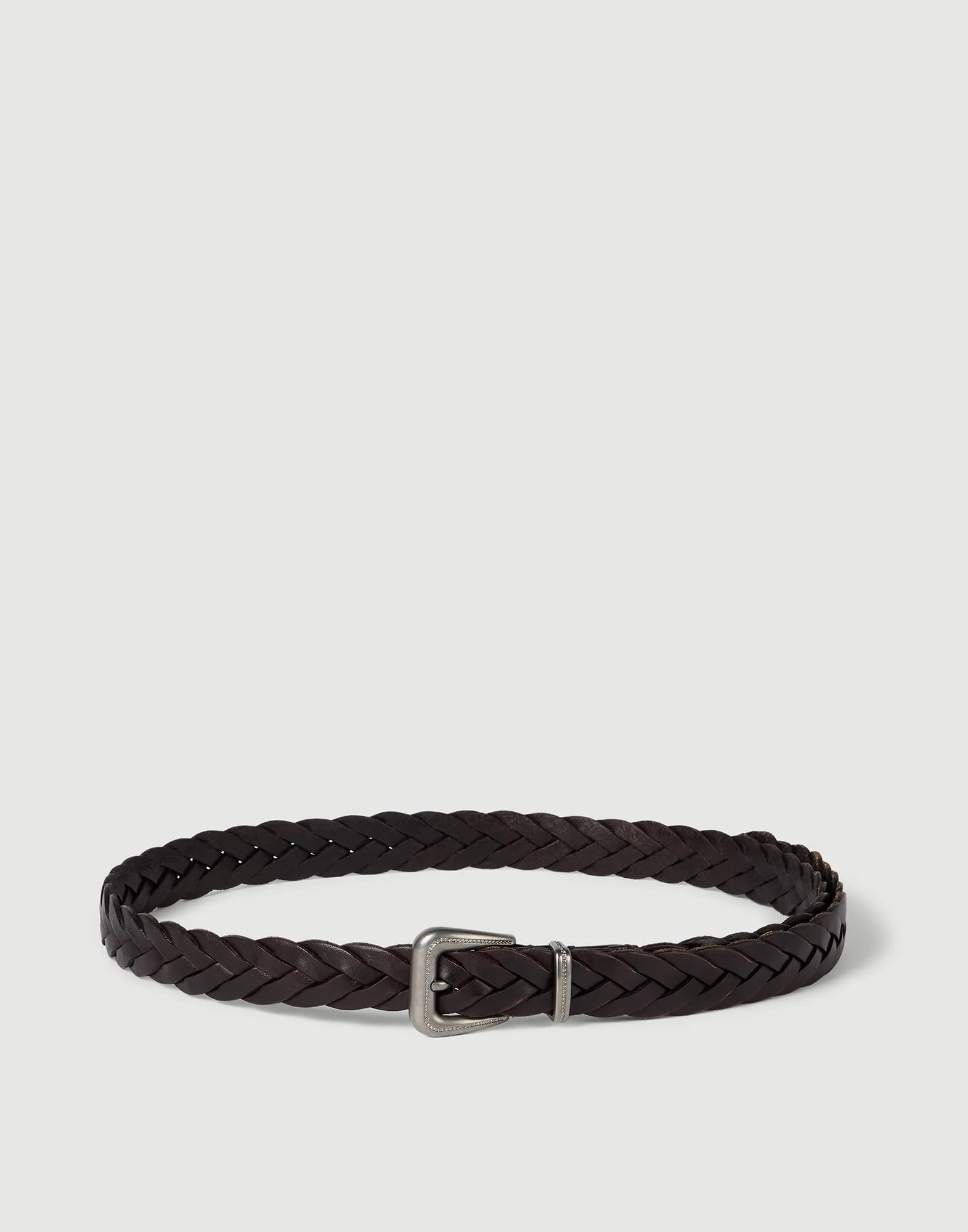 Braided leather belt with monili - 1