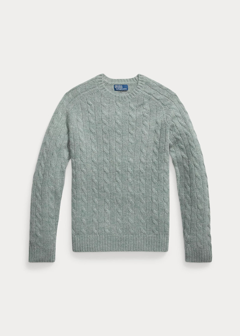 Suede-Patch Cable-Knit Sweater 1