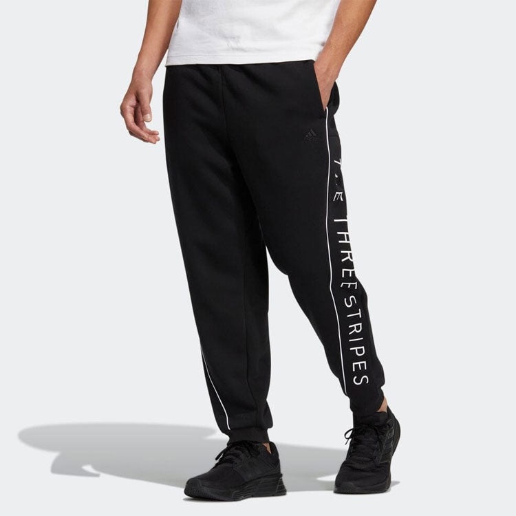 Men's adidas Minimalistic Alphabet Printing Bundle Feet Sports Pants/Trousers/Joggers Black HM2682 - 2