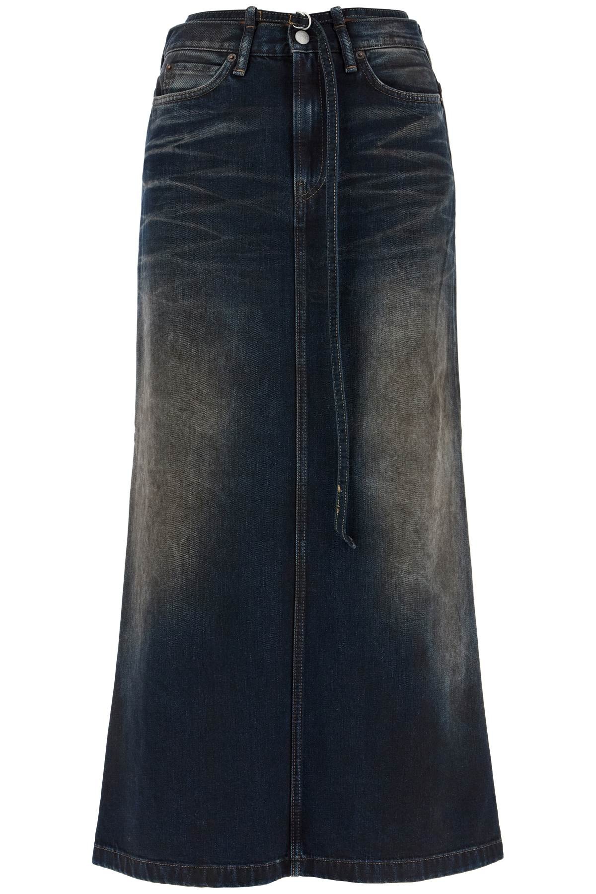 MAXI DENIM SKIRT WITH WAIST STRAP - 1