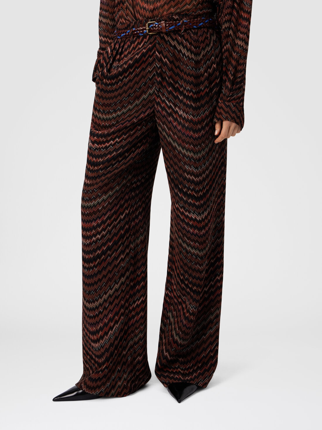 Mid-Rise Tailored Pants with Zigzag Pattern - 4