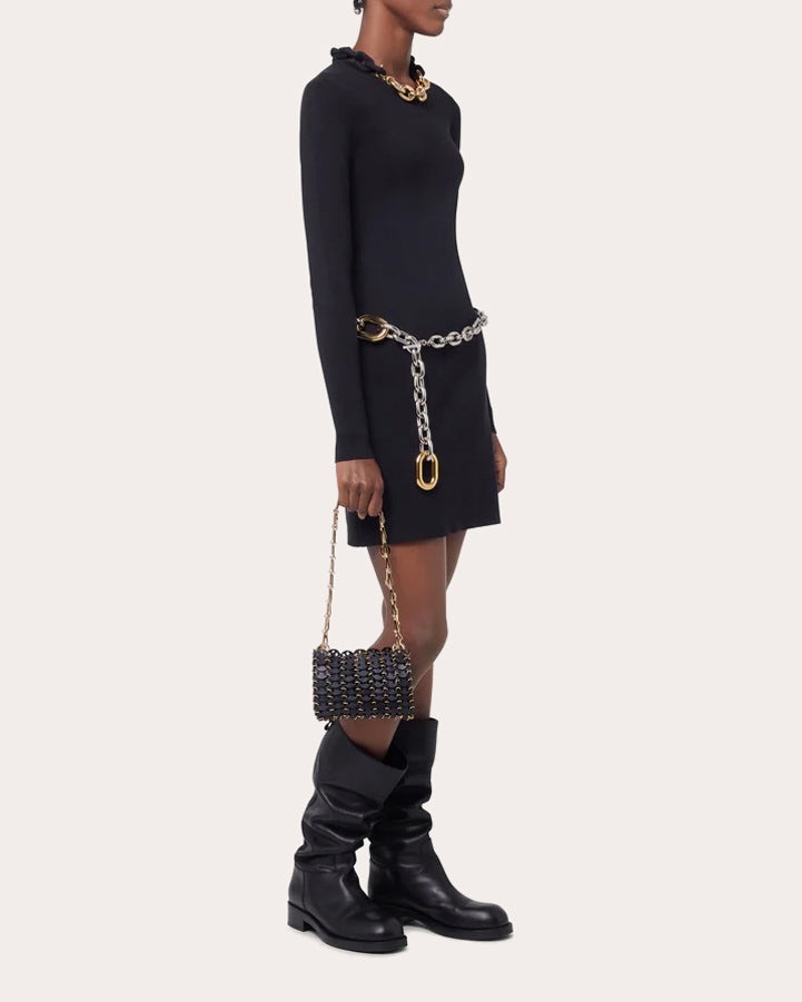 Chain Collar Knit Mini Dress - 3