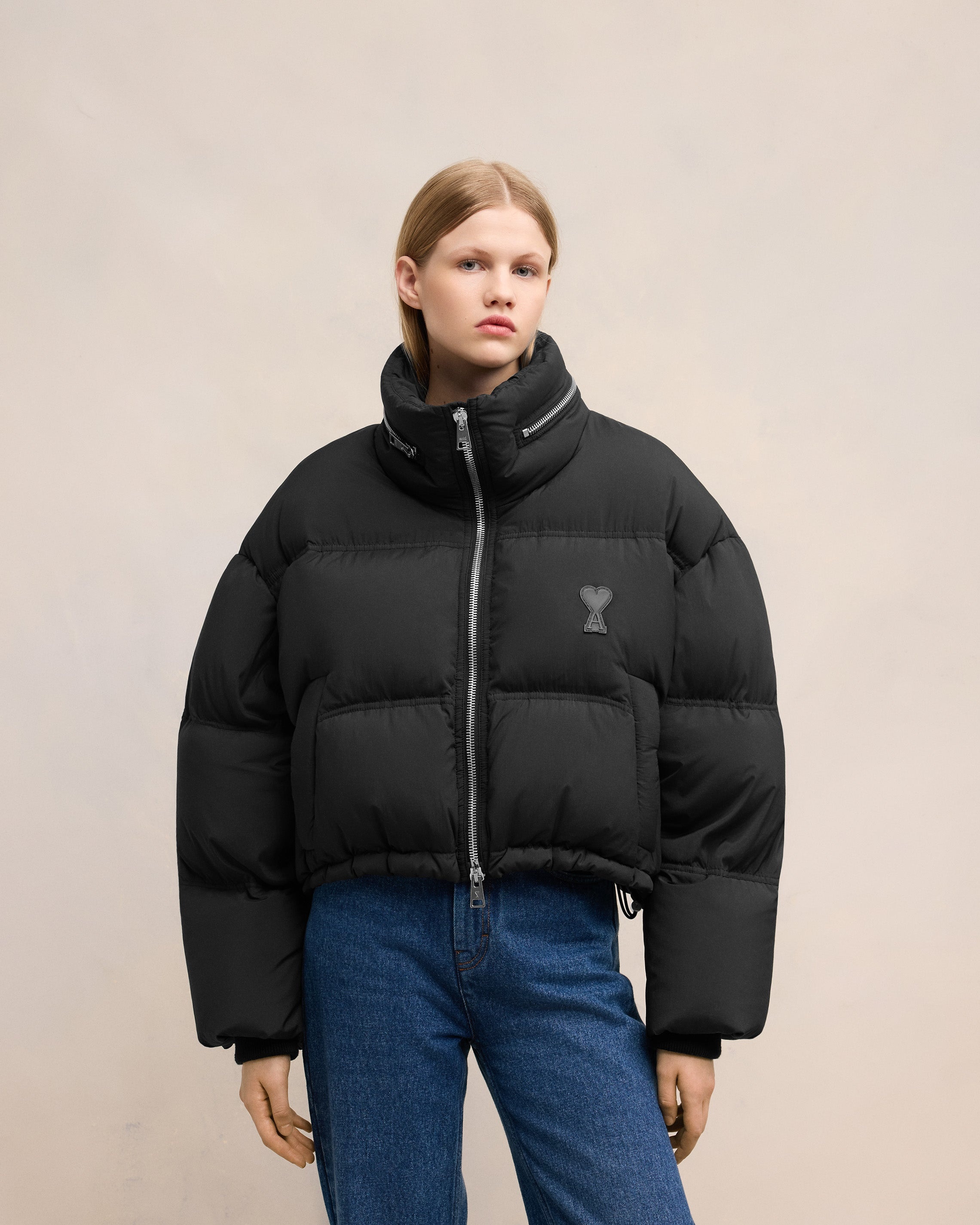 AMI｜DOWN JACKETS (FJK413 PA0009 221) Ami Paris Ami de Coeur black down jacket | TheDoubleF