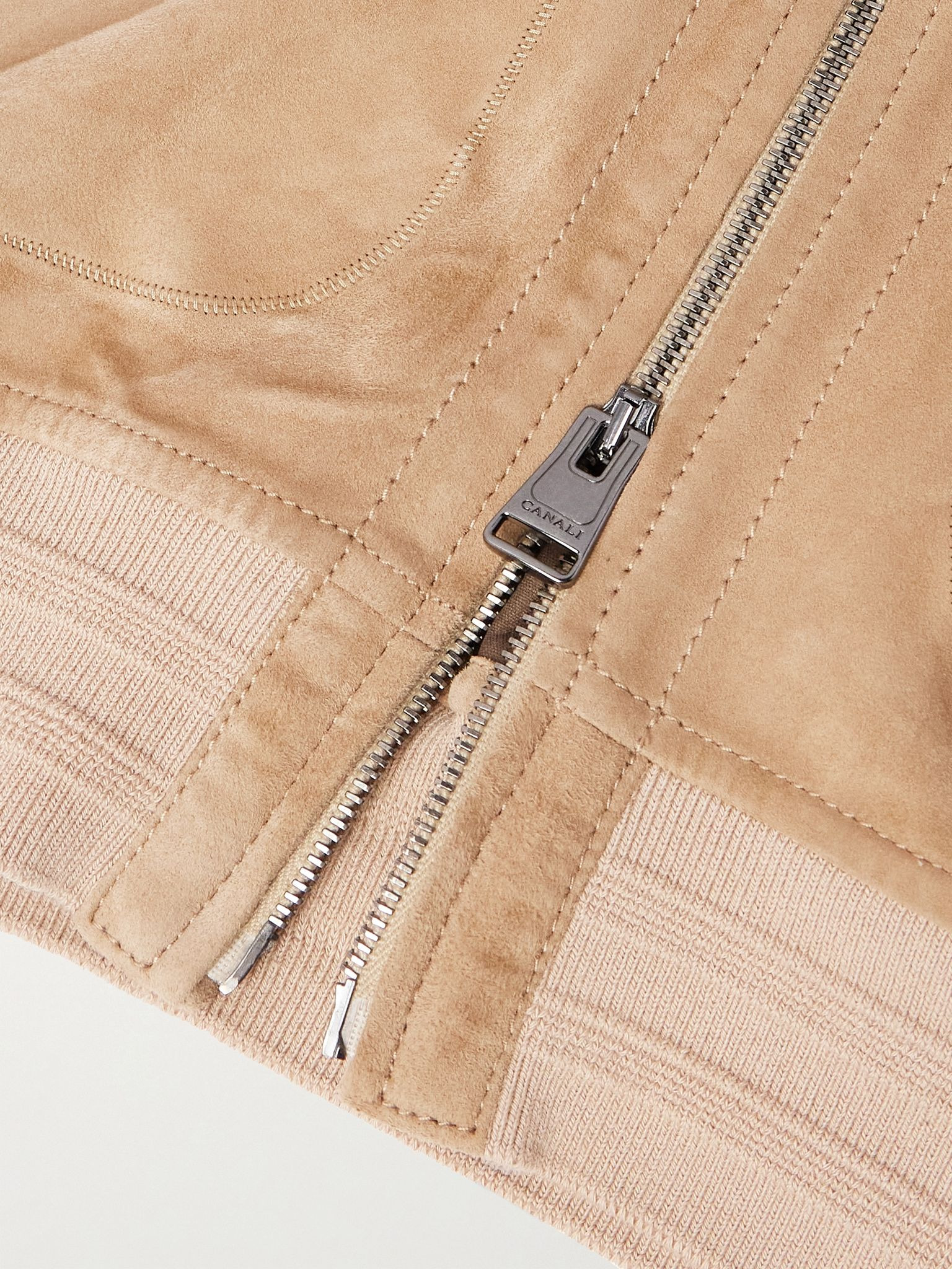 Suede Bomber Jacket Beige - 5
