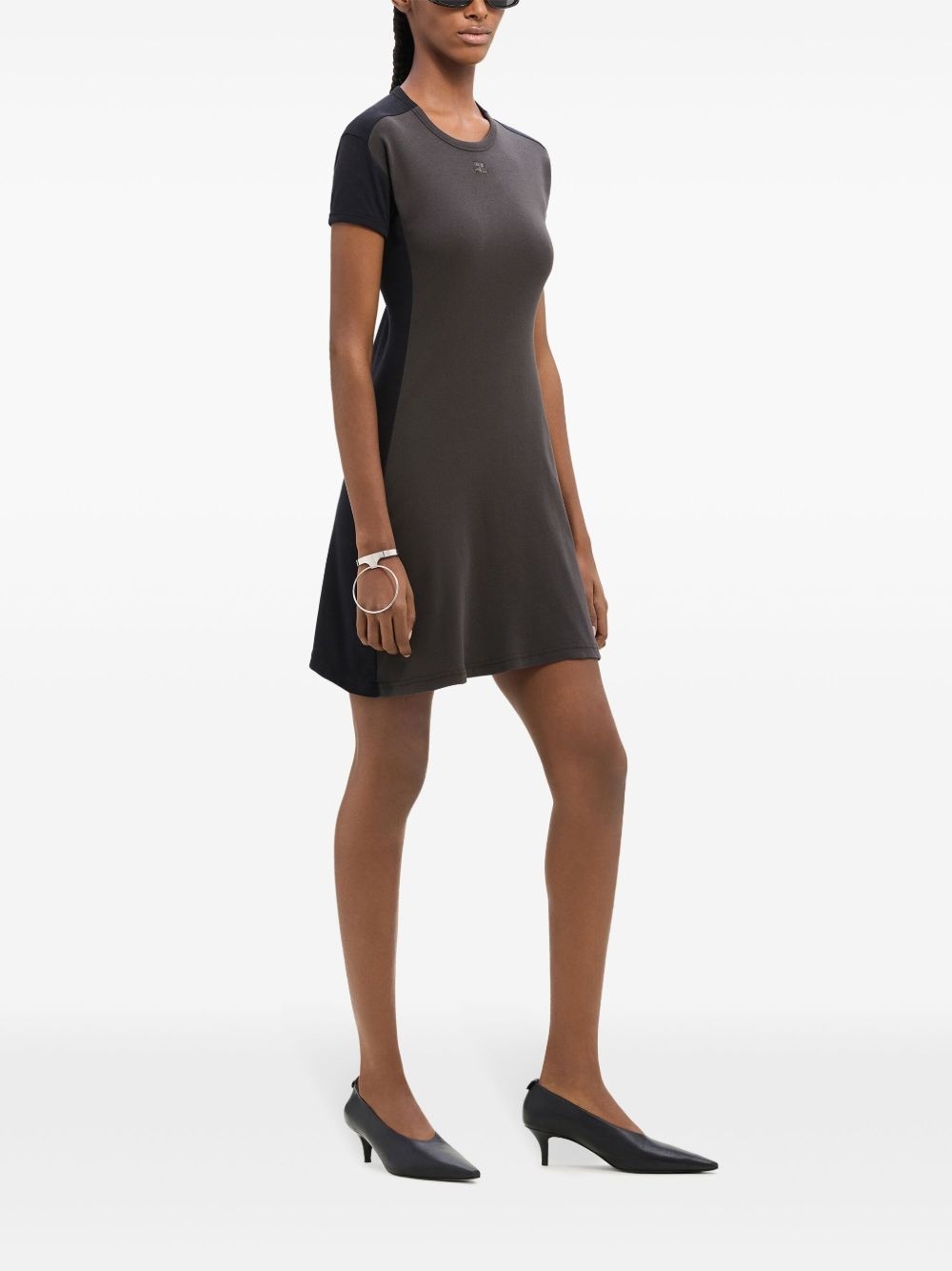 contrast-frame cotton mini dress - 3