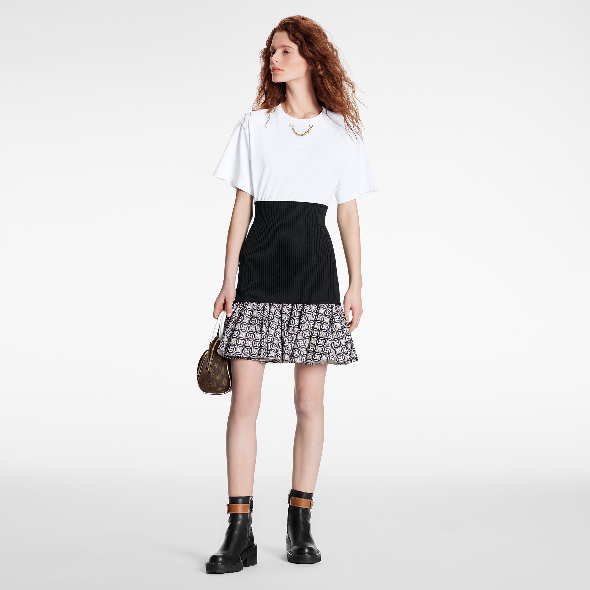 Geometric Monogram Flower Flounce Skirt - 2
