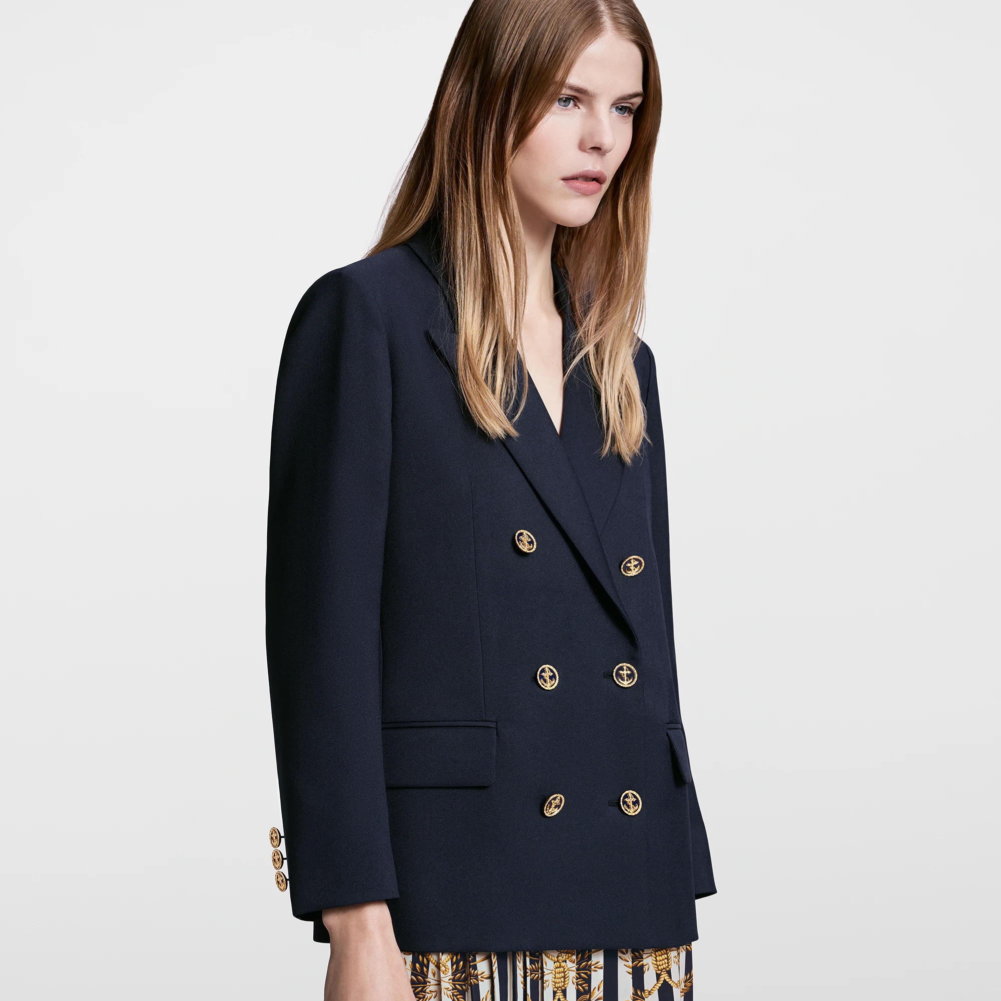 Double-Breasted Nautical Blazer - 5