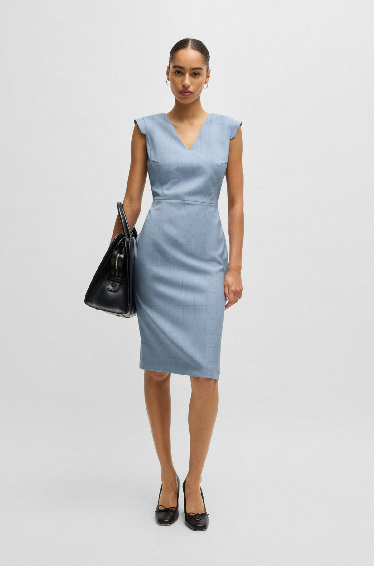 BODYCON BUSINESS DRESS IN CHECKED WOOL - 2