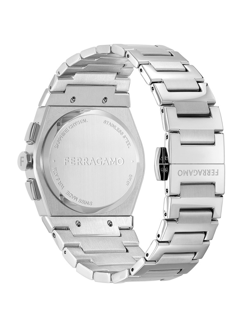 Men's Vega Chrono Stainless Steel Bracelet Watch/42MM - Silver Black 4