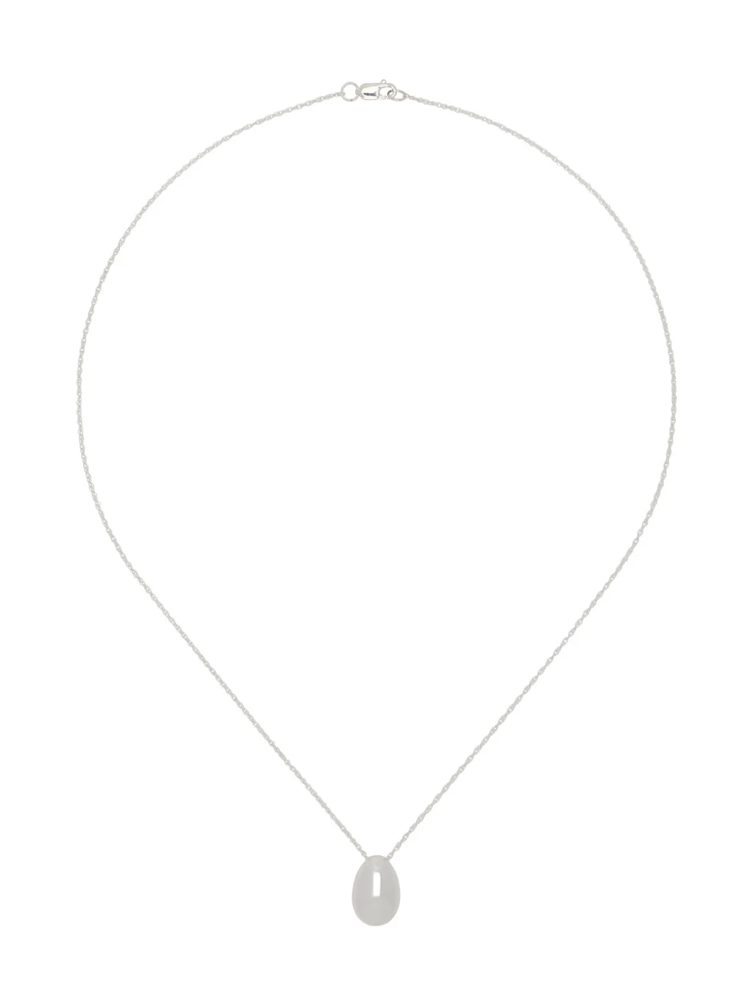 Silver Tiny Egg Pendant Necklace - 1