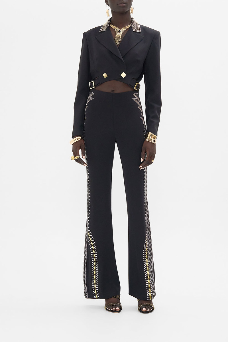 CAMILLA JERSEY FLARE PANT - BLACK/GOLD outlook
