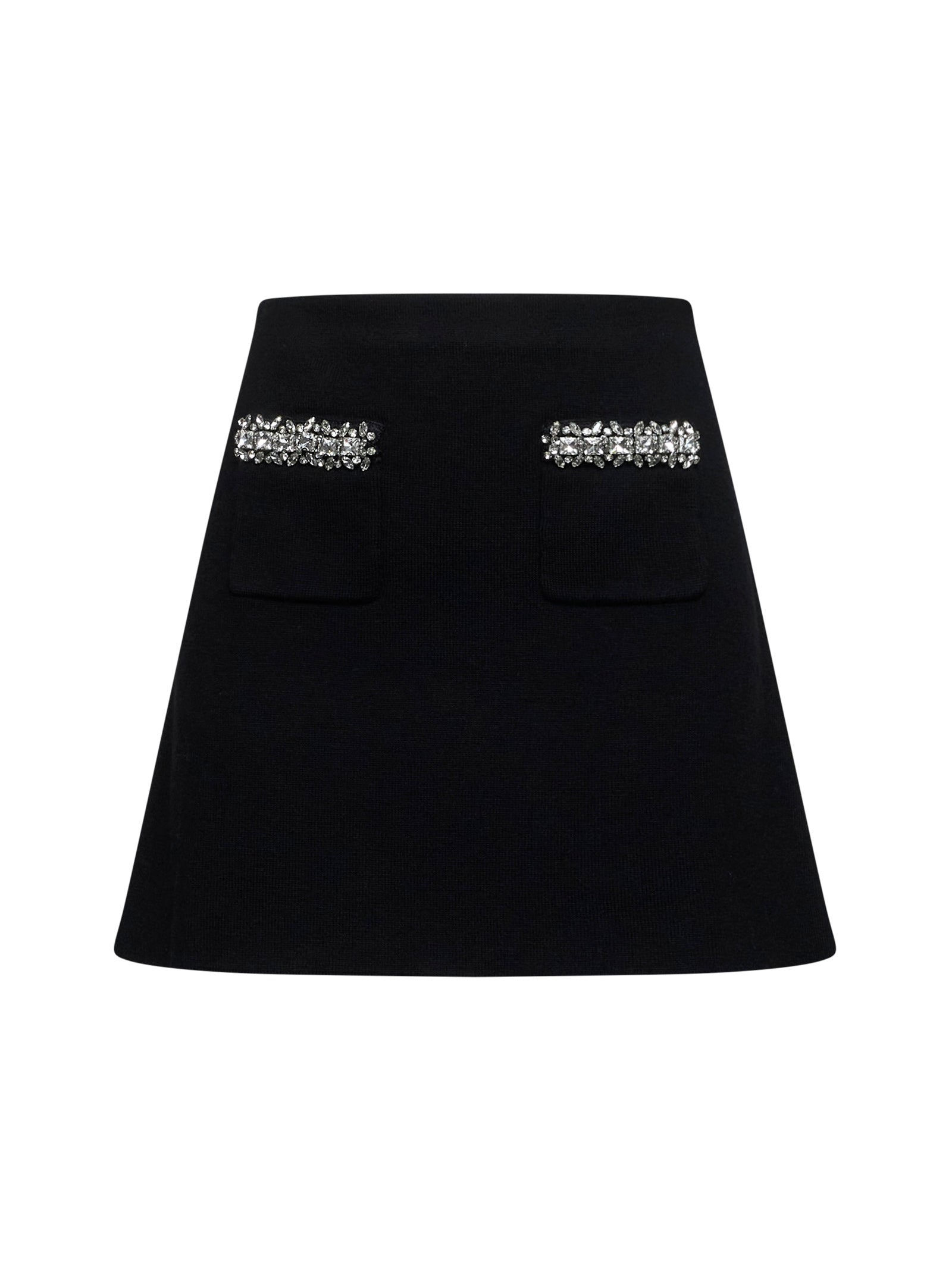 Self Portrait Women Black Embellished Knit Mini Skirt - 1