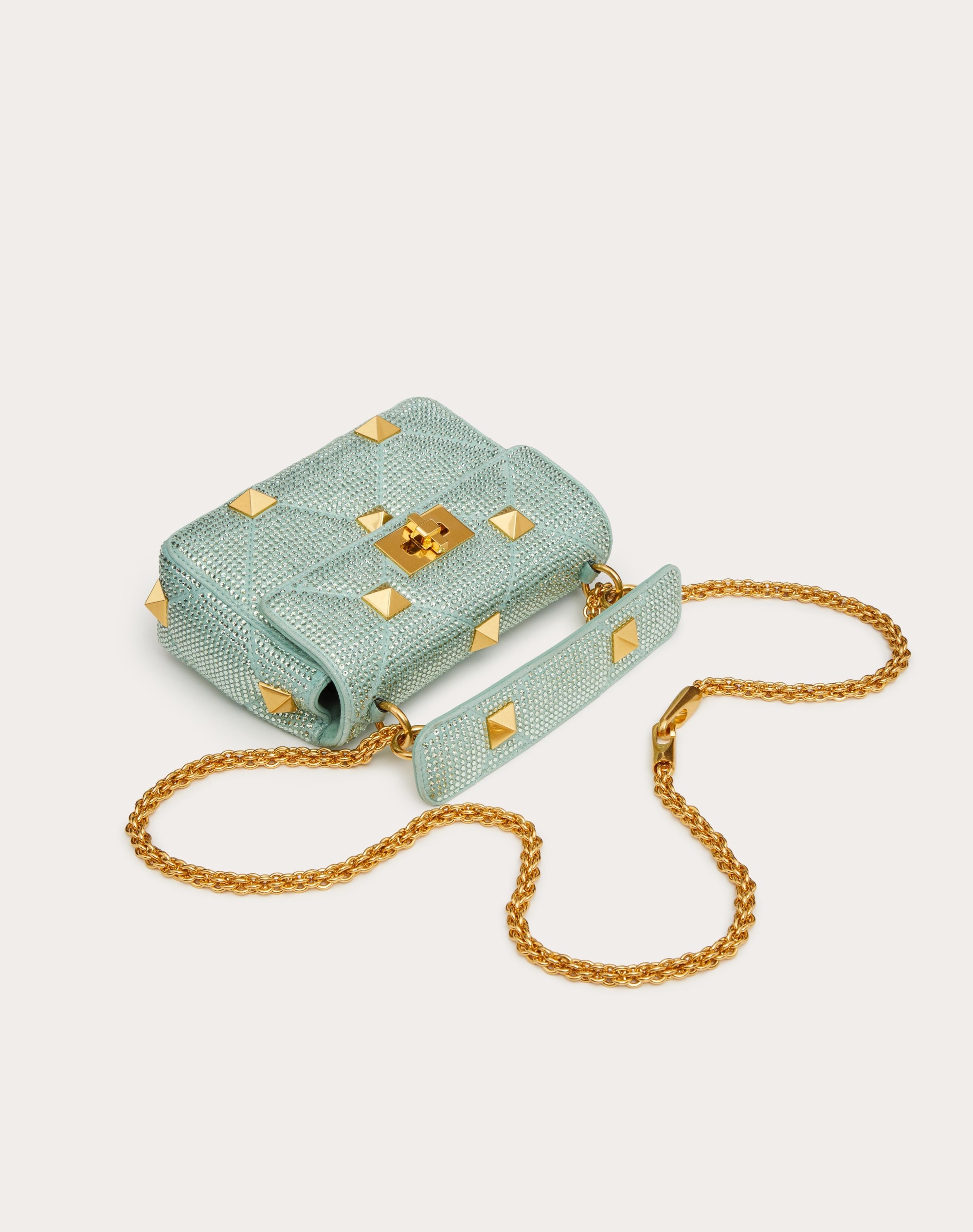 SMALL ROMAN STUD THE SHOULDER BAG WITH CHAIN AND RHINESTONES - 5