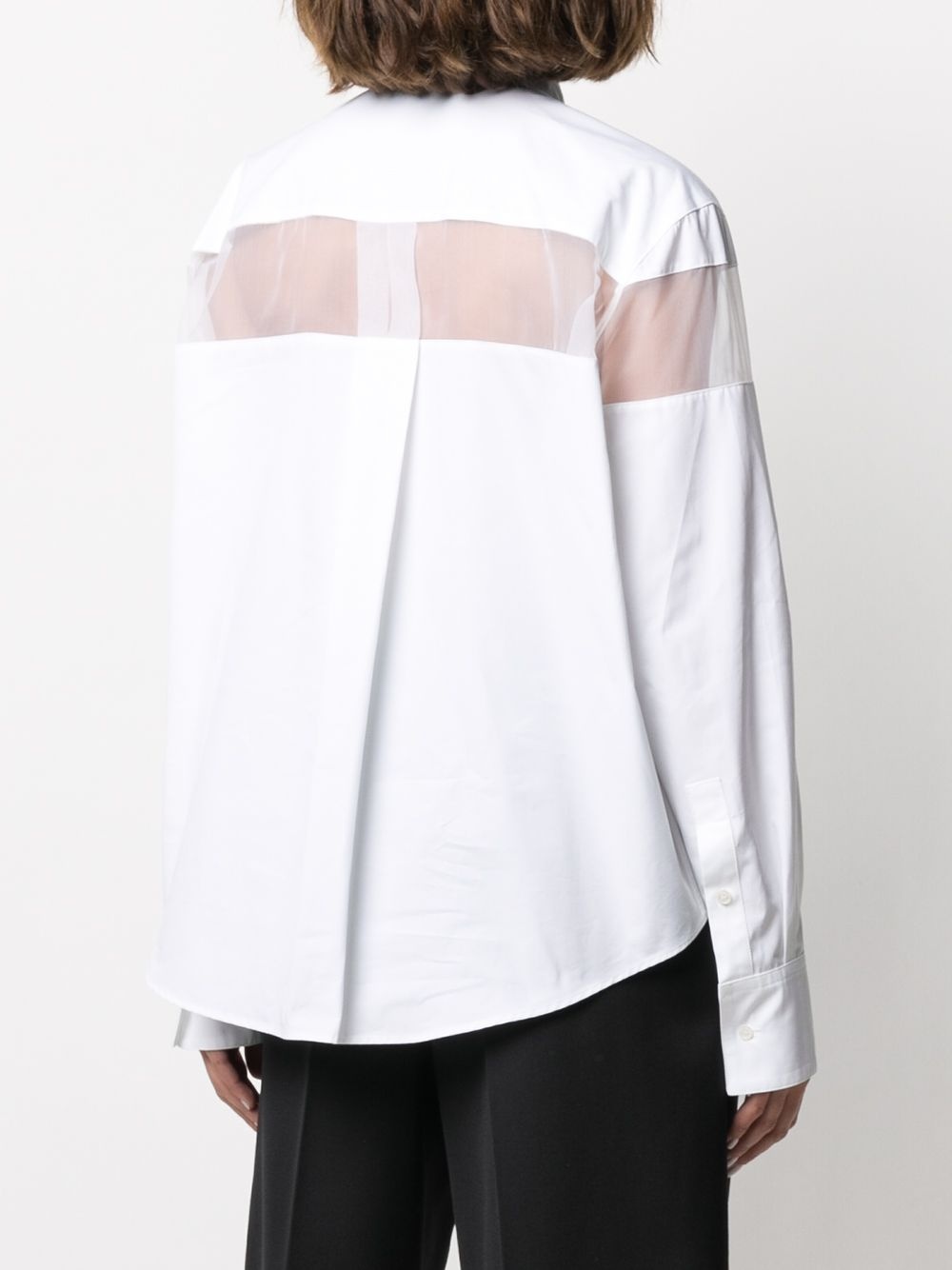 sheer-panel long-sleeve shirt - 4