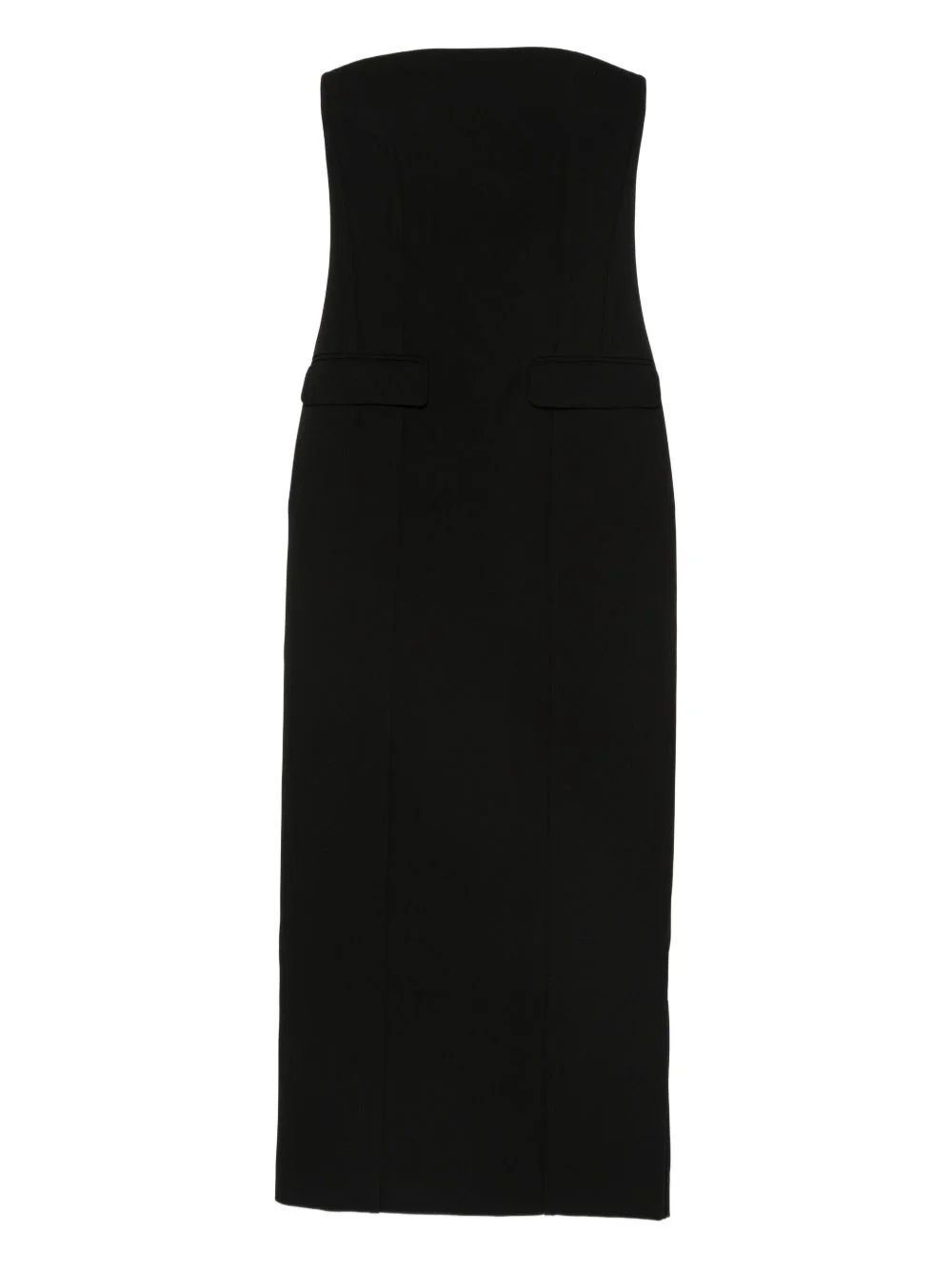 strapless flap-pocket dress - 1