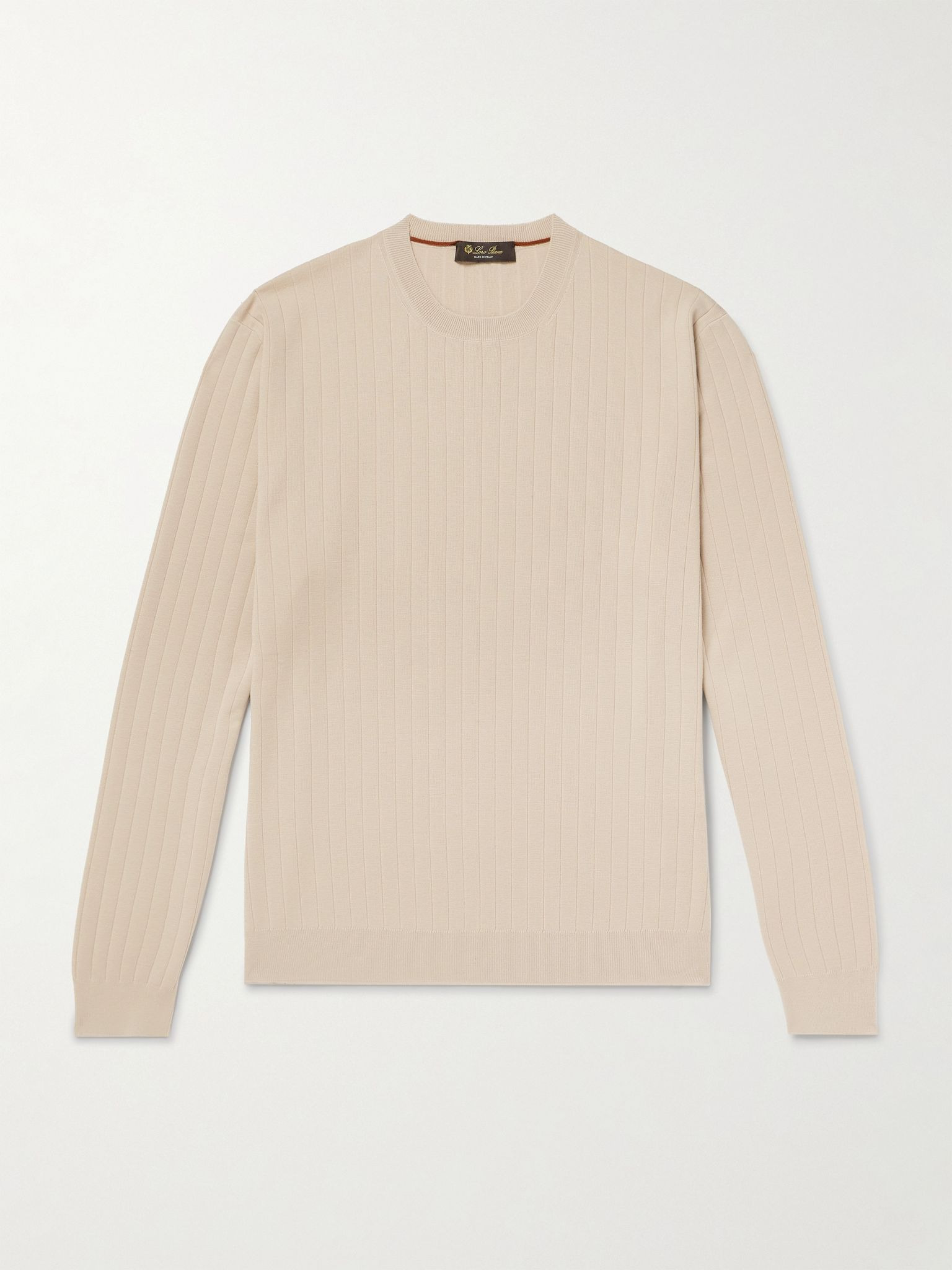 Riva Valdobbia Ribbed Virgin Wool Sweater Beige - 1