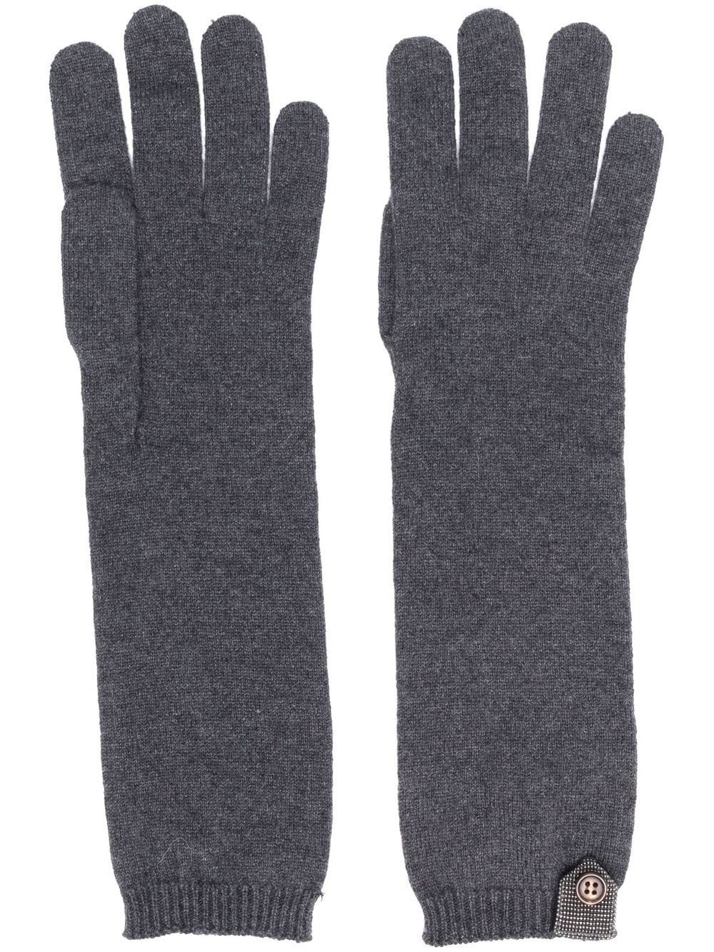 elbow length cashmere-knit gloves - 1