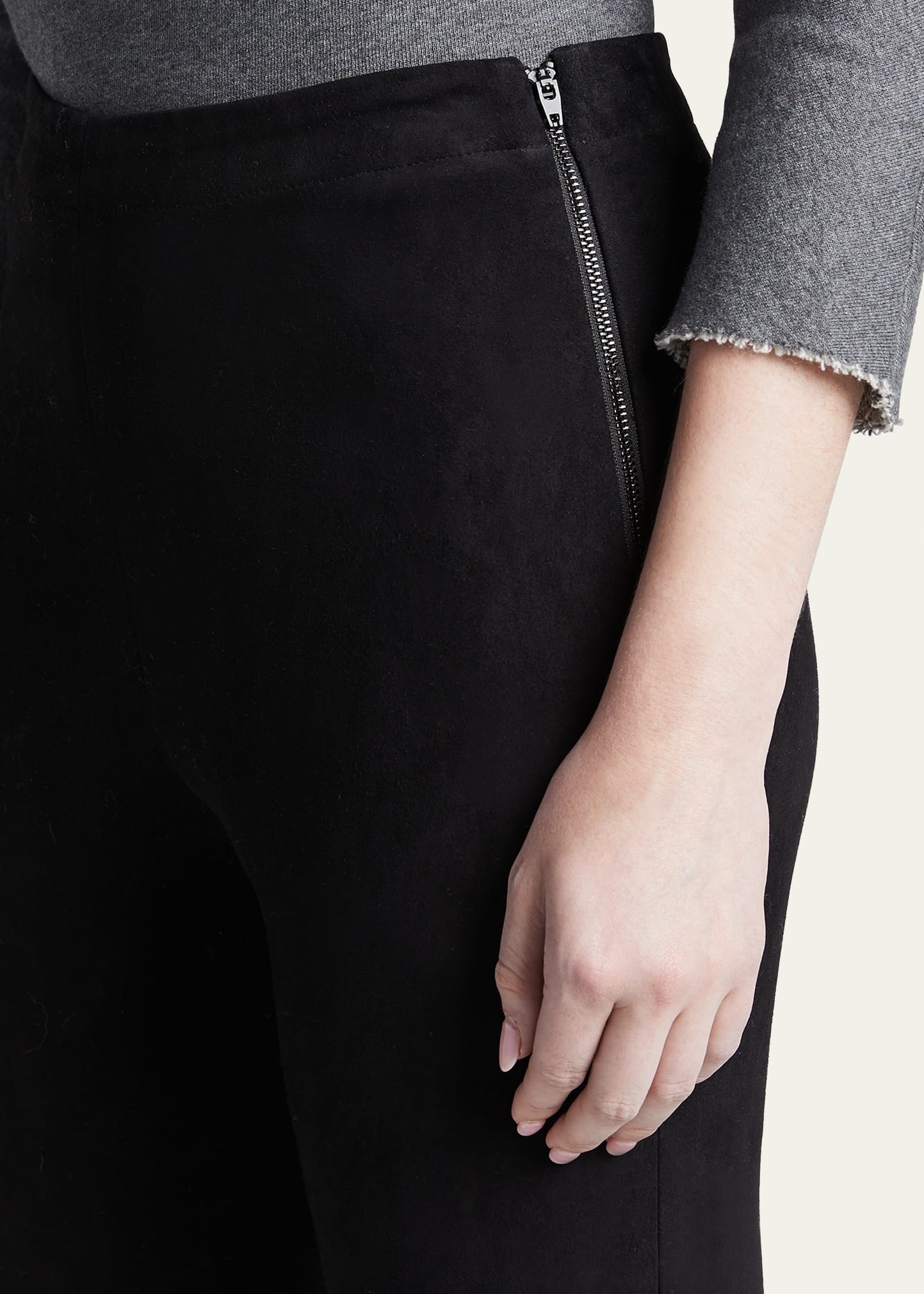 Maddox Suede High-Waist Side-Zip Leggings - 5
