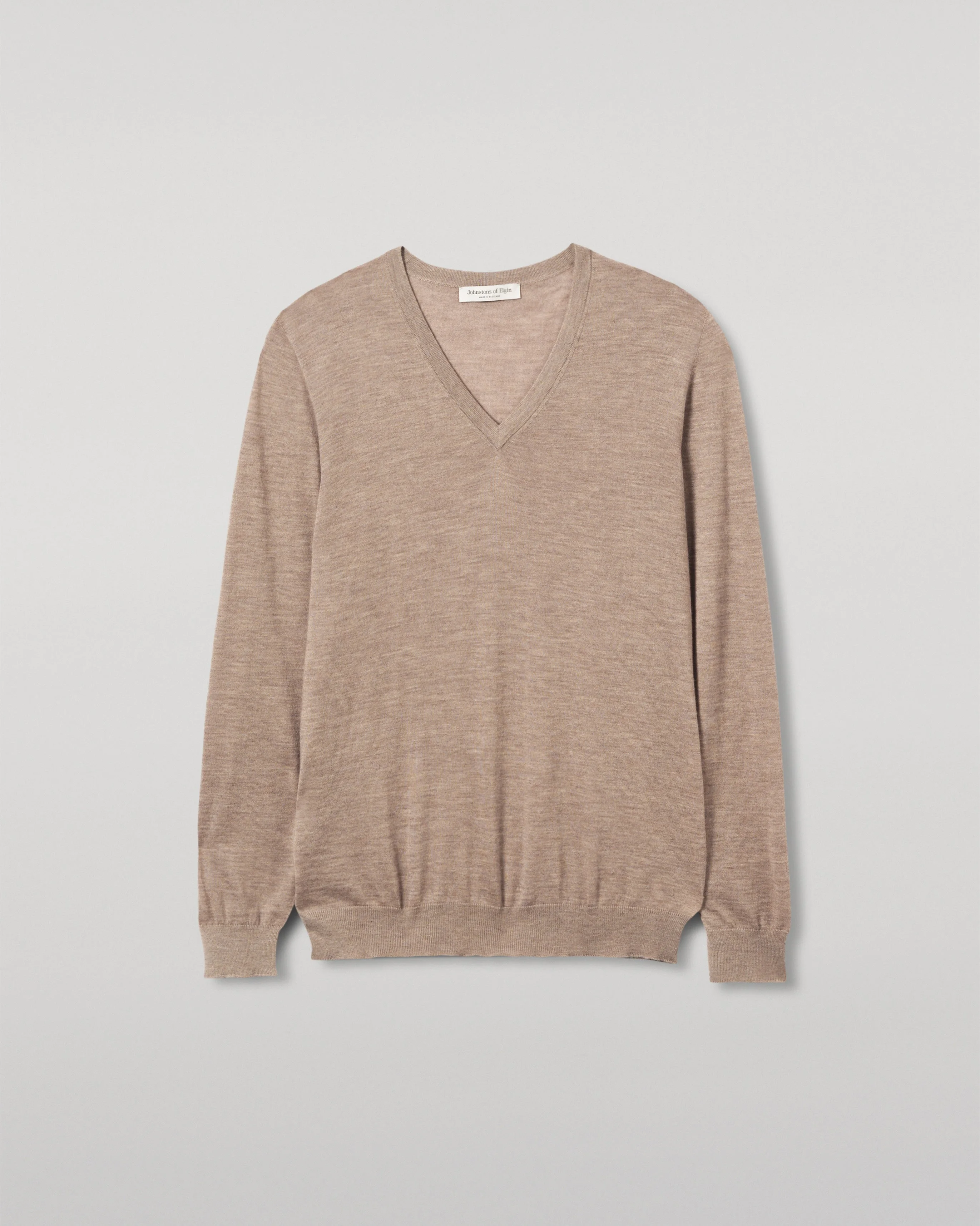 Fin Light Brown V Neck Superfine Cashmere Jumper - 1