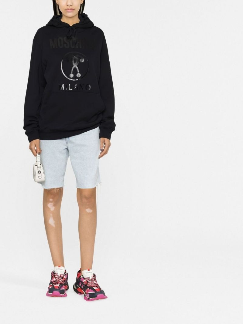 Moschino logo-print cotton hoodie outlook