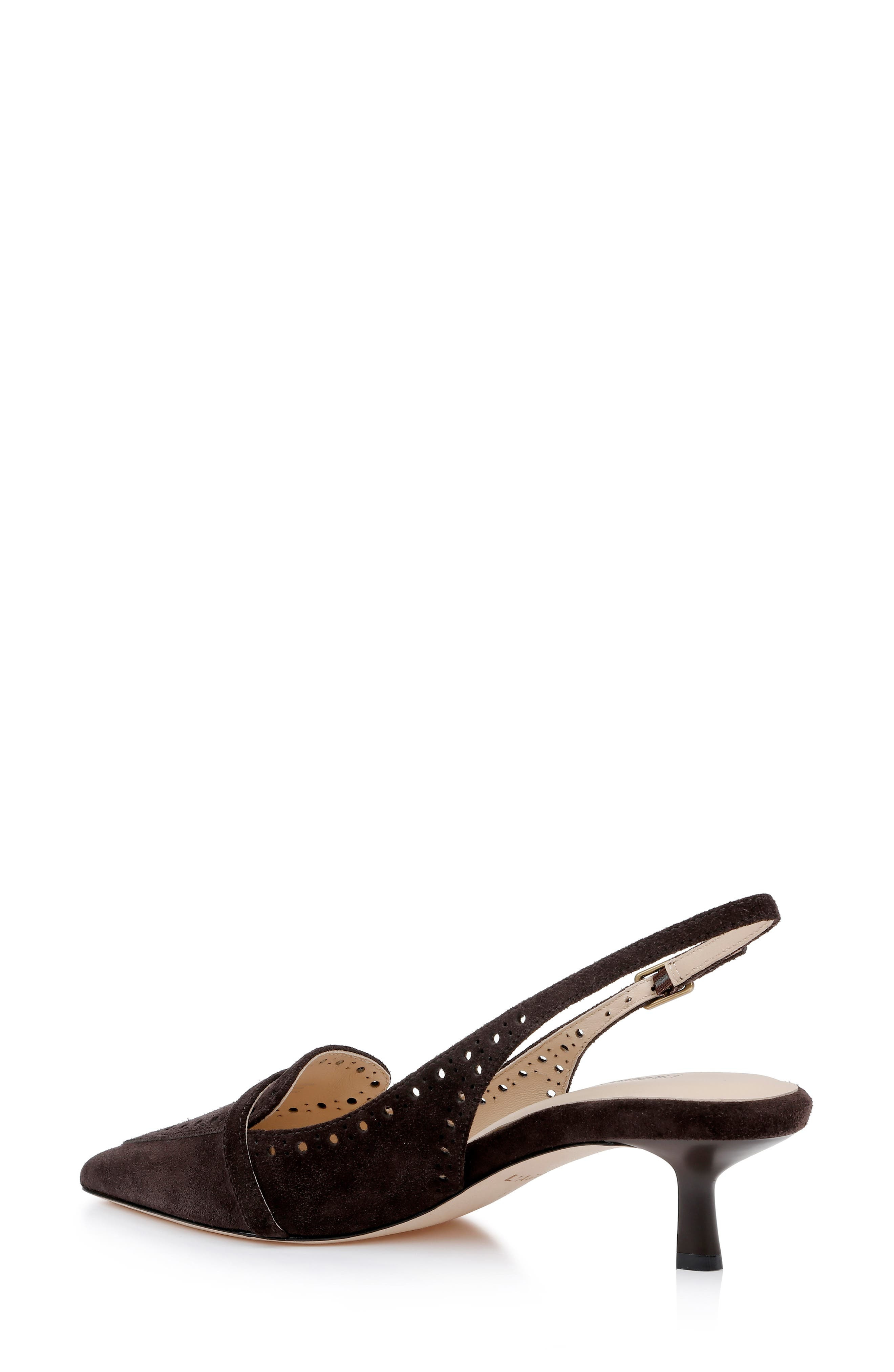 L'AGENCE Lourdes Slingback Pointed Toe Kitten Heel Pump in Dark Brown Suede at Nordstrom - 2