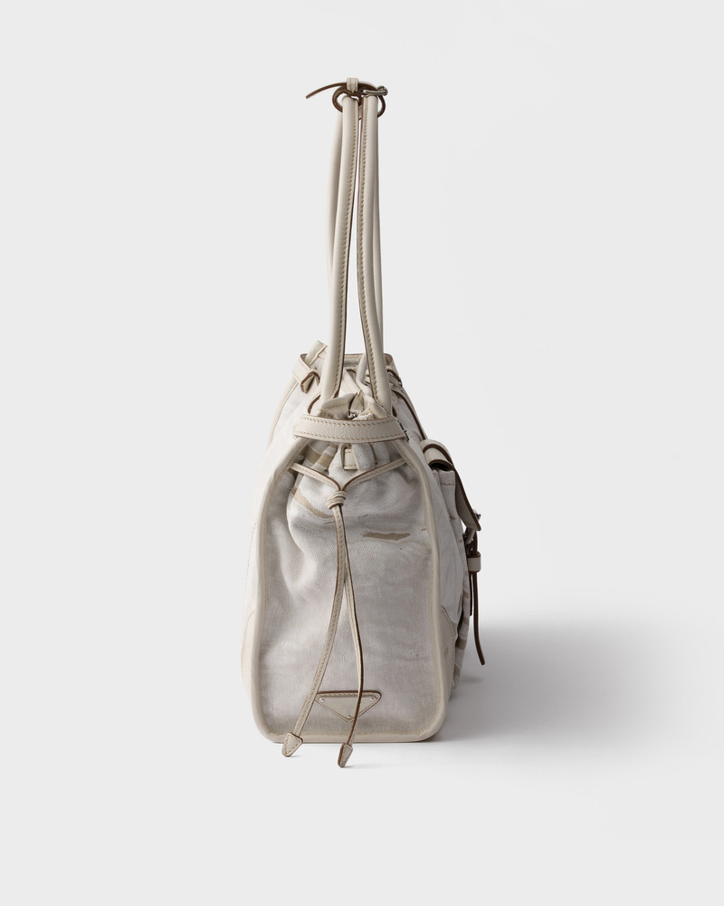 Prada Bonnie large printed linen and leather handbag 7