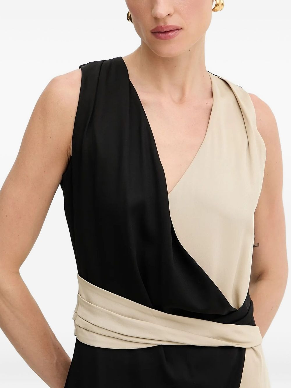two-tone wrap mini day dress - 3