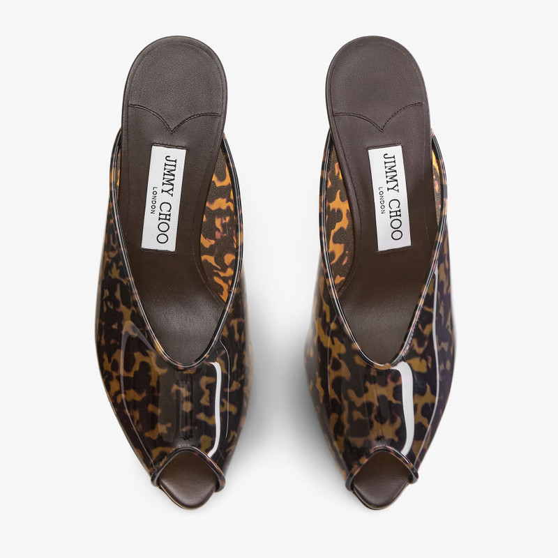 Glace Mule 80 Amber and Brown Mix Tortoiseshell TPU Sandals with Plexy Wedge 4