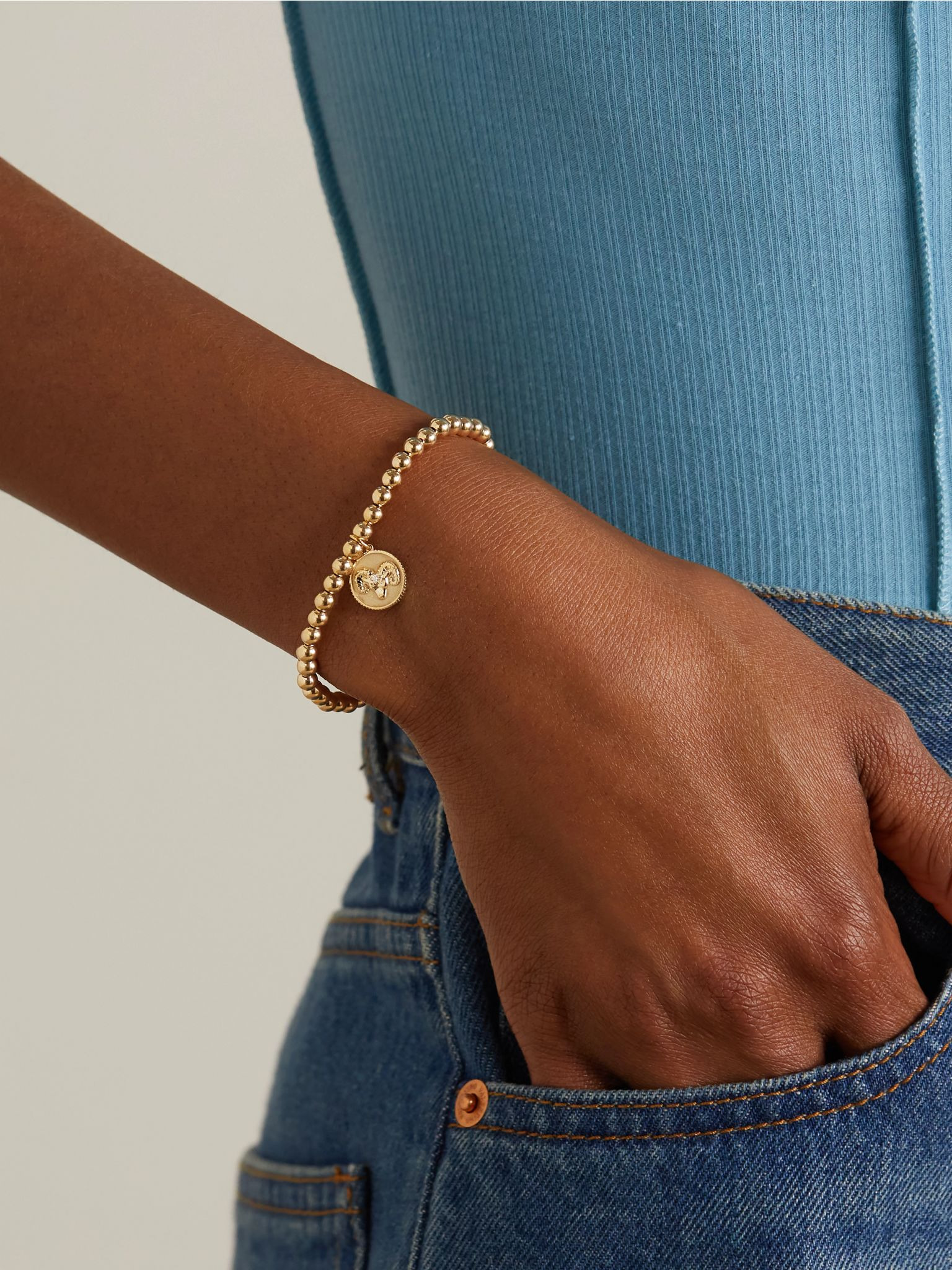 Aries 14-karat gold diamond bracelet Gold - 2