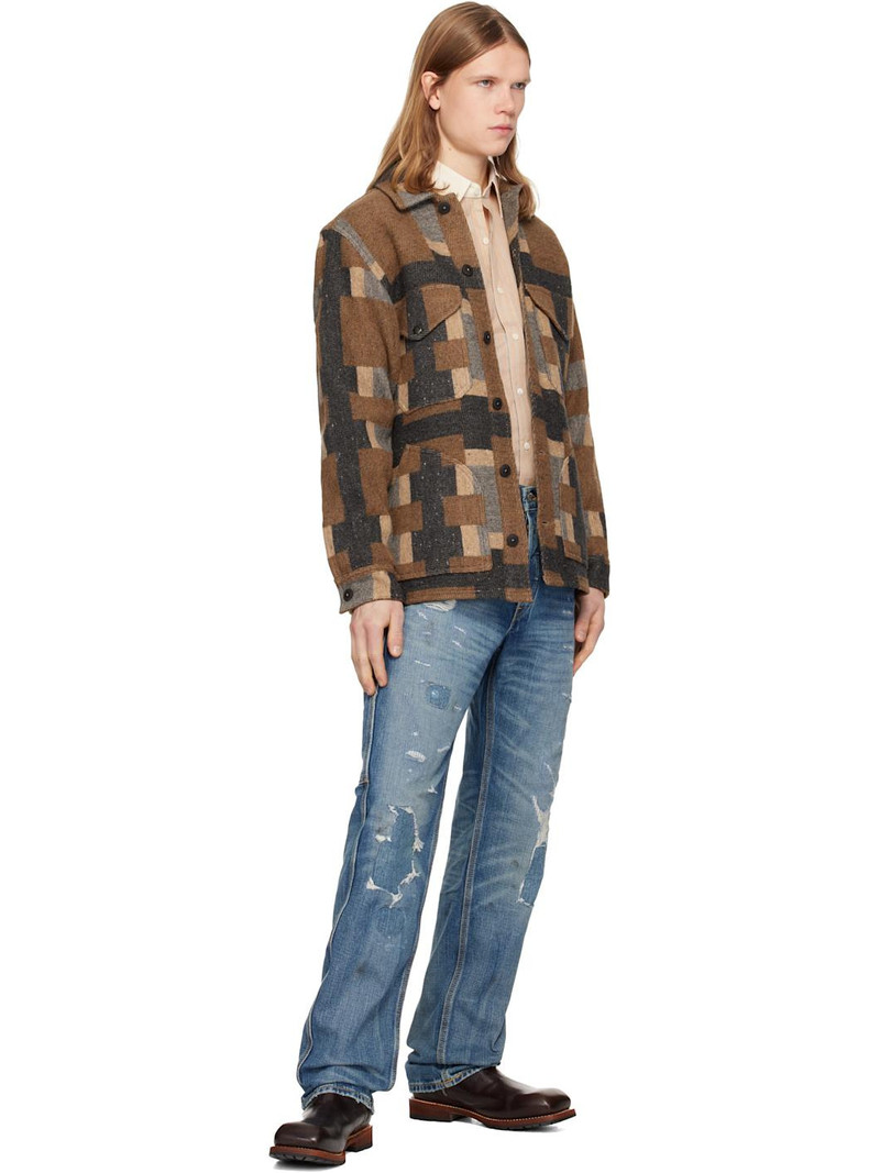 RRL by Ralph Lauren Blue Straight Fit Brayton Distressed Jeans outlook