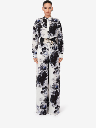 Alexander McQueen Women's Chiaroscuro Pyjama Trousers in White/black/electric Blue outlook