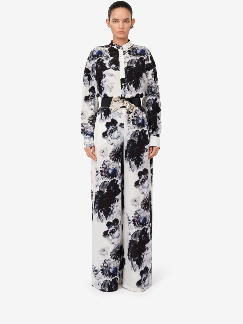 Alexander McQueen Women's Chiaroscuro Pyjama Trousers in White/black/electric Blue outlook
