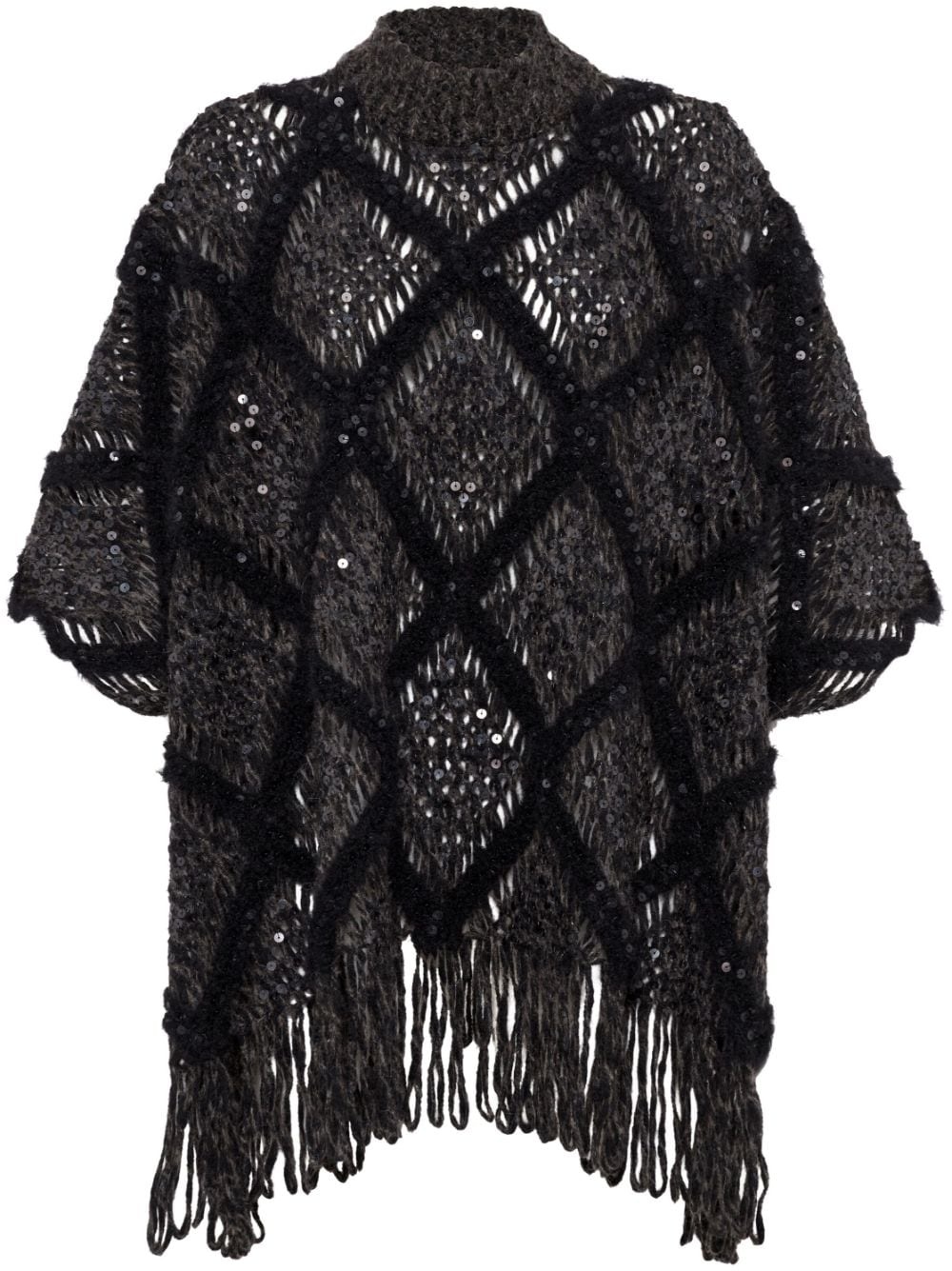 Wool turtle-neck poncho - 1